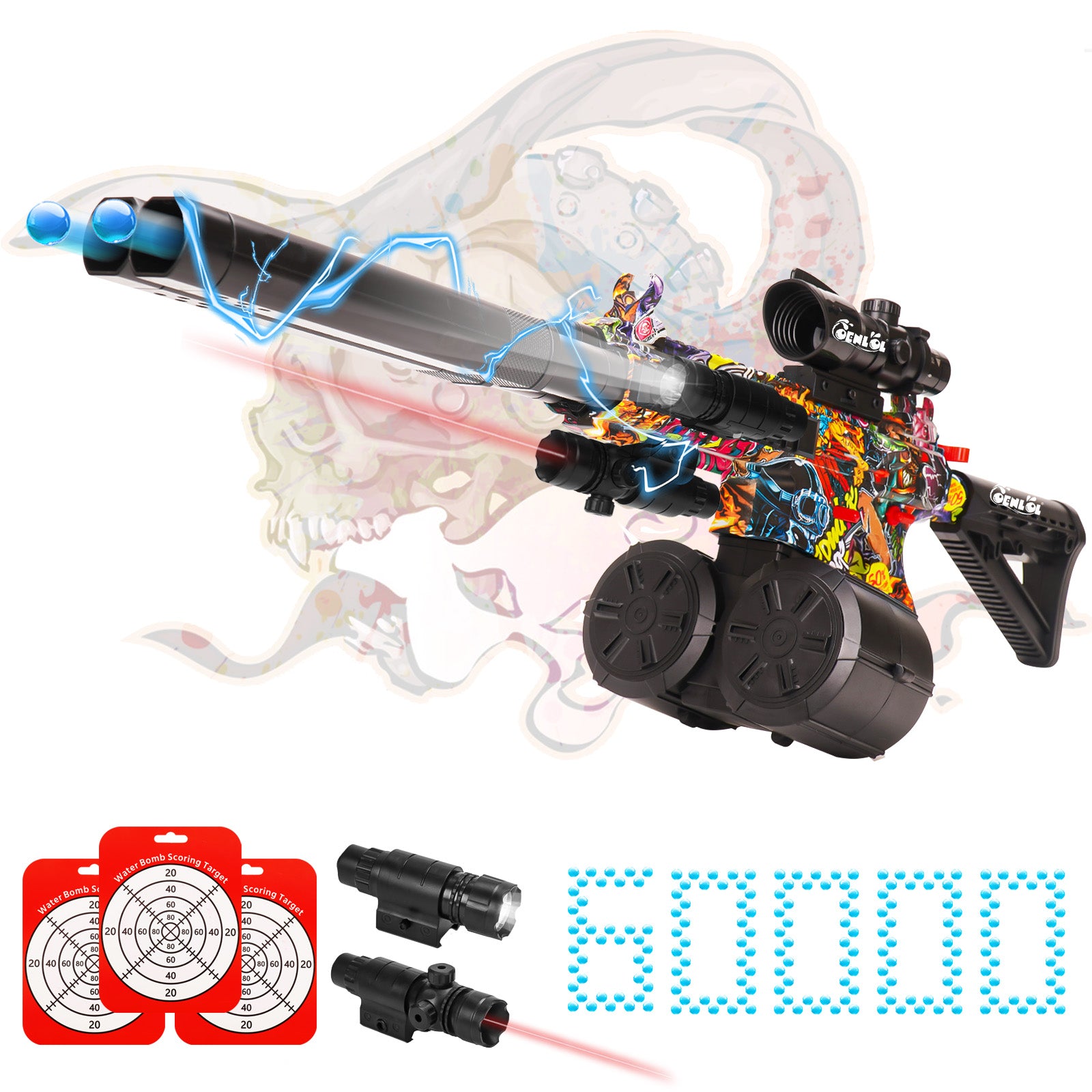 Gel Ball Blaster Double Barrel - 60.000 Free Gel Balls