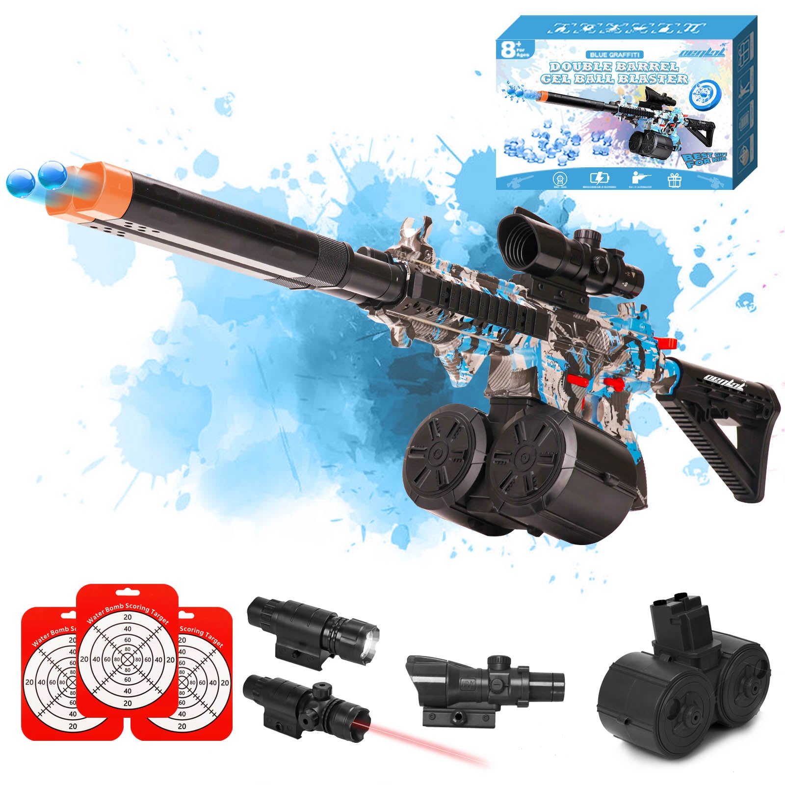 Gel Ball Blaster Double Barrel - 60.000 Free Gel Balls