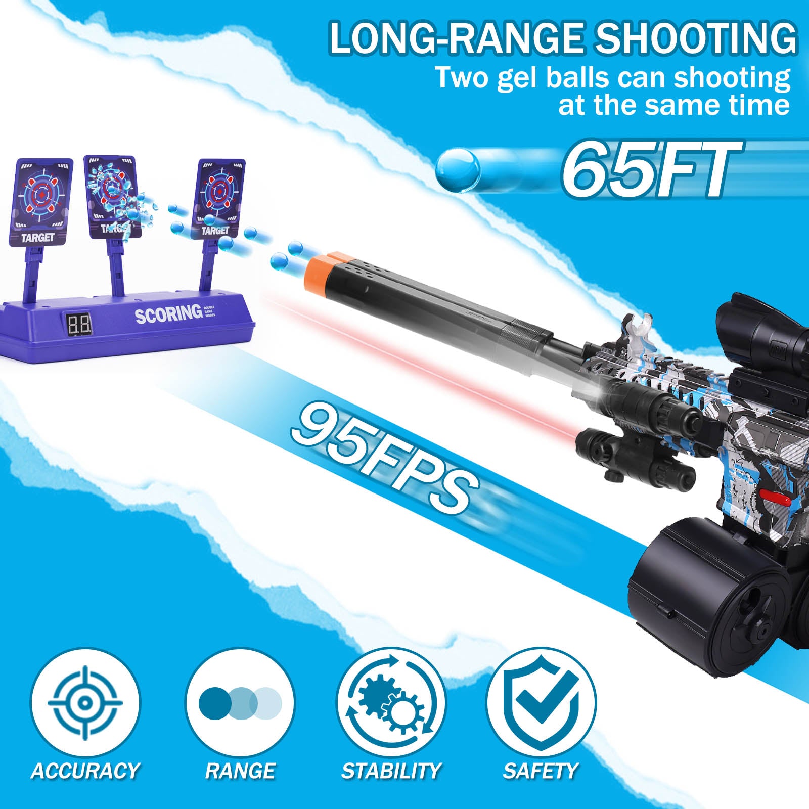 Gel Ball Blaster Double Barrel - 60.000 Free Gel Balls