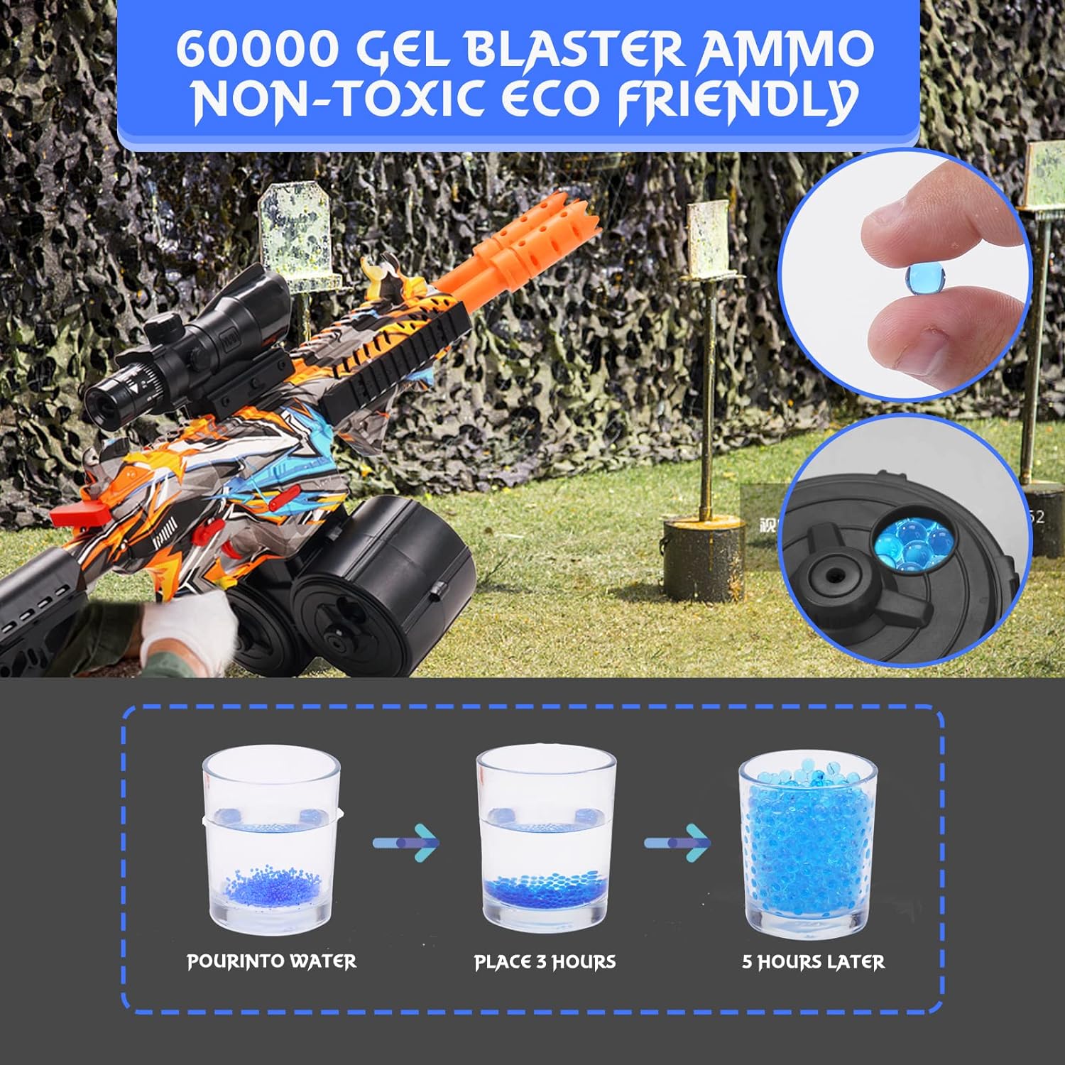 Gel Ball Blaster Double Barrel - 60.000 Free Gel Balls