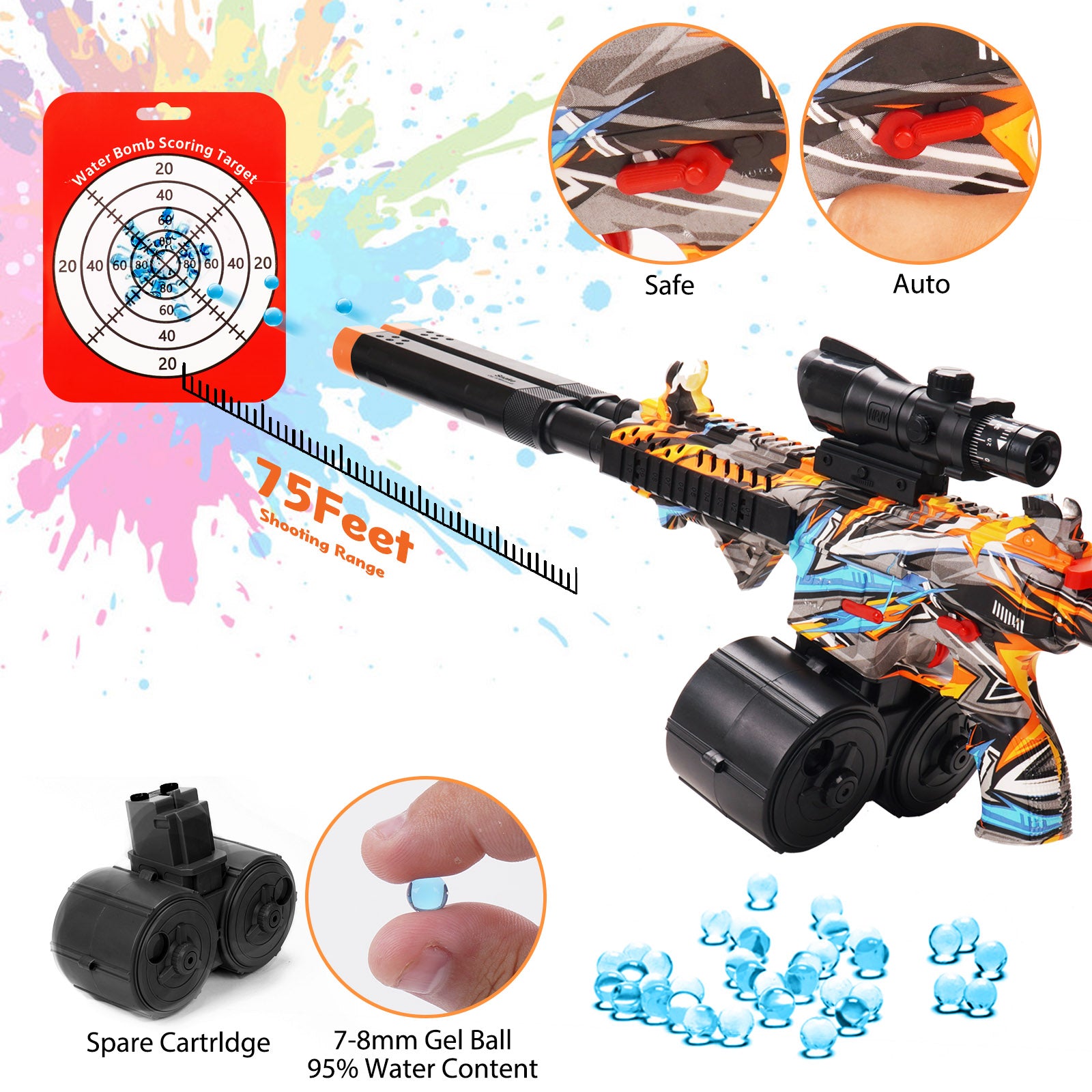 Gel Ball Blaster Double Barrel - 60.000 Free Gel Balls