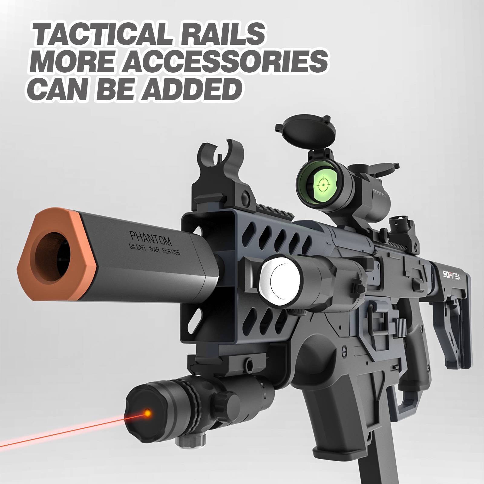 SOFITEN Toy Gun Rifle - 120 Darts, IR and Flashlight