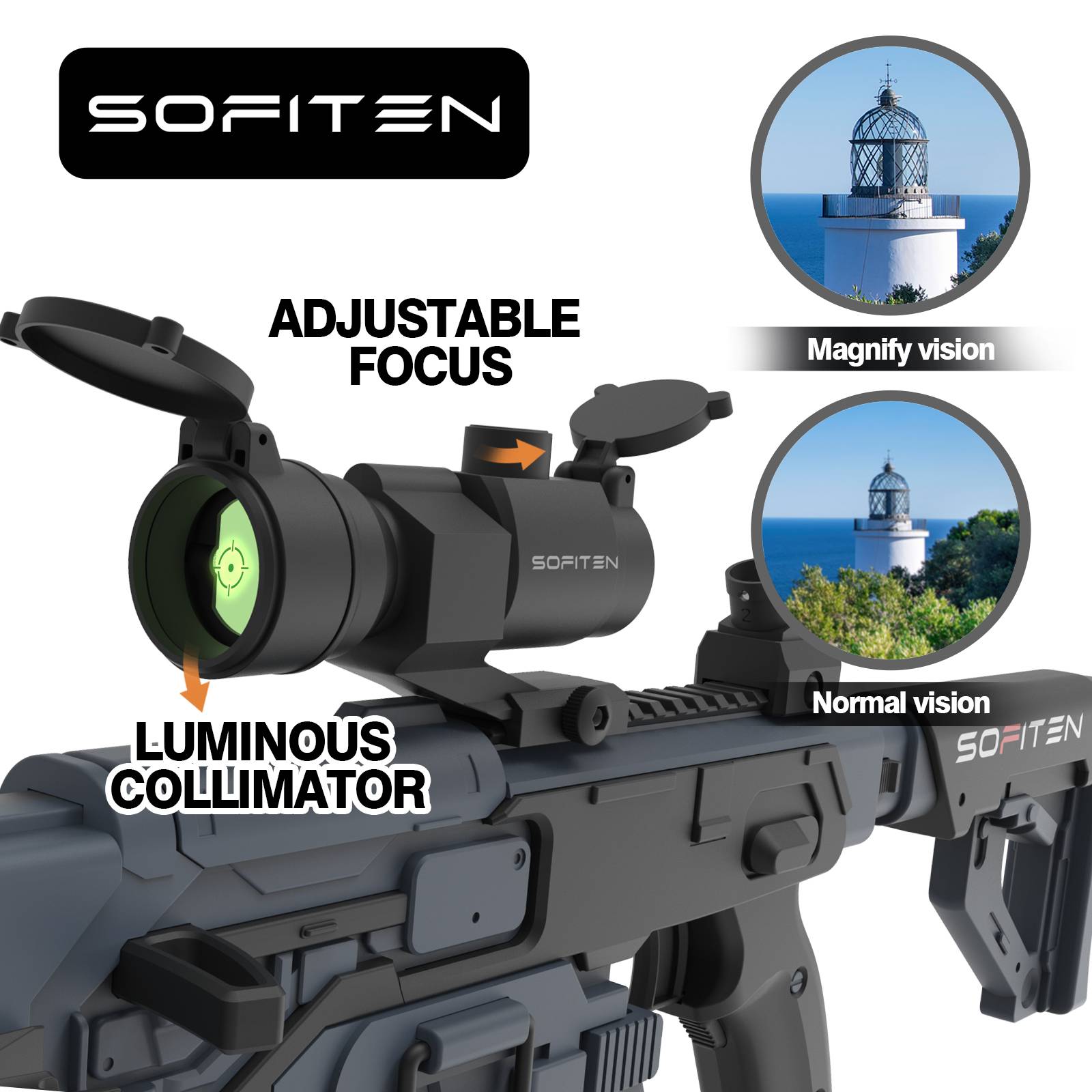 SOFITEN Toy Gun Rifle - 120 Darts, IR and Flashlight