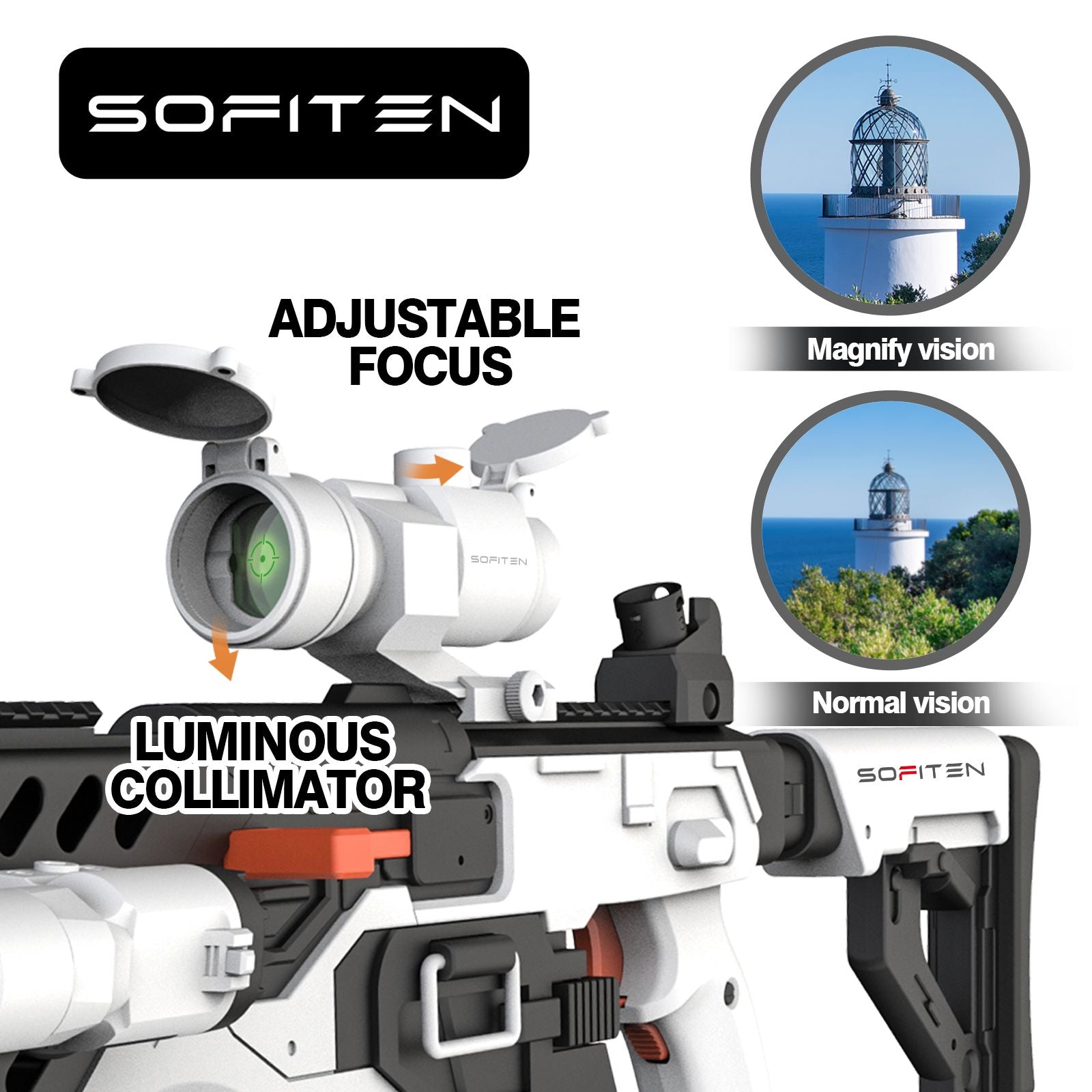 SOFITEN Toy Gun Rifle - 120 Darts, IR and Flashlight