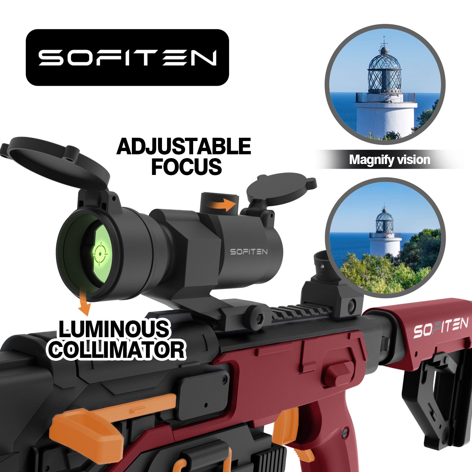 SOFITEN Toy Gun Rifle - 120 Darts, IR and Flashlight