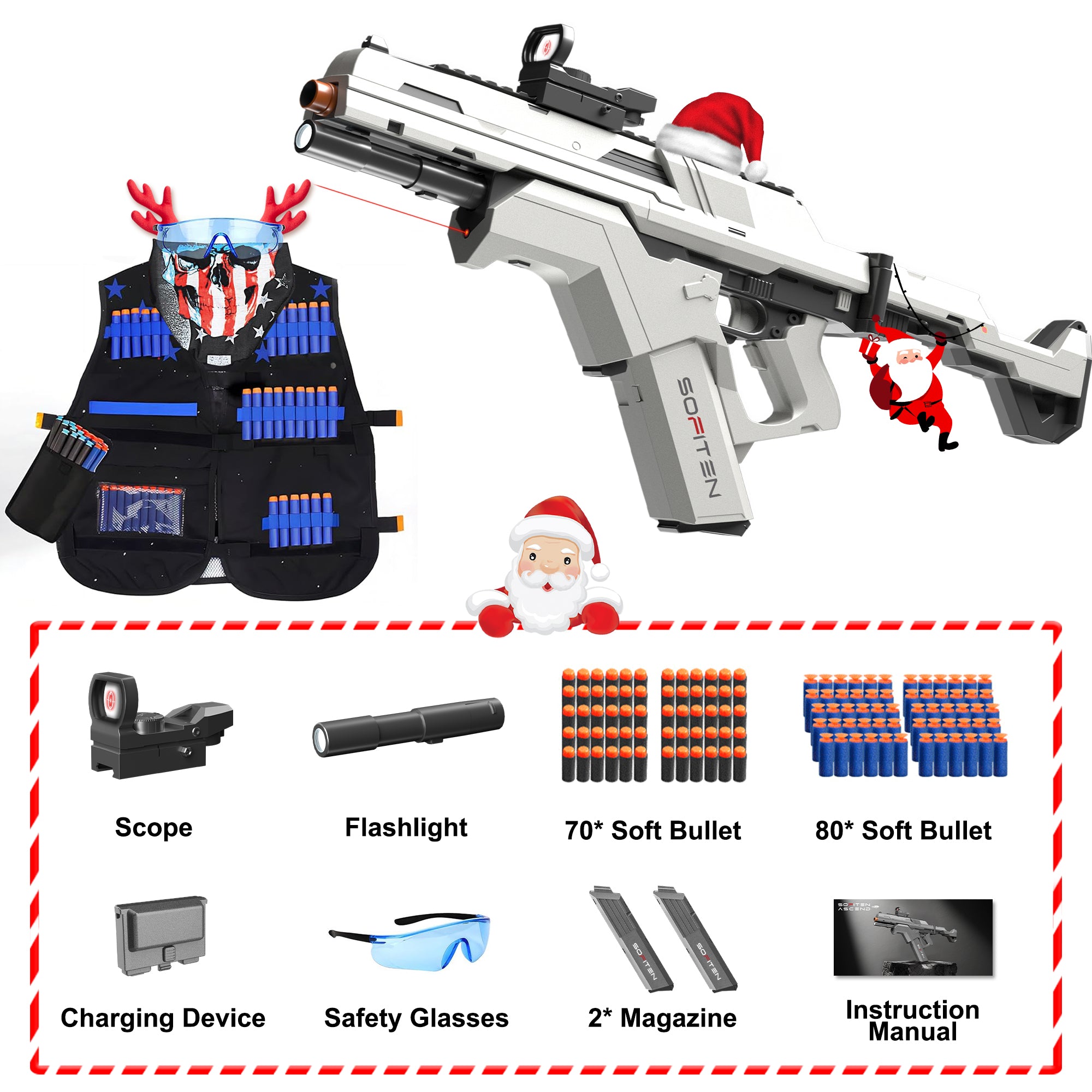 SOFITEN Ascend Toy Guns - 150 Darts, Tactical Vest Set