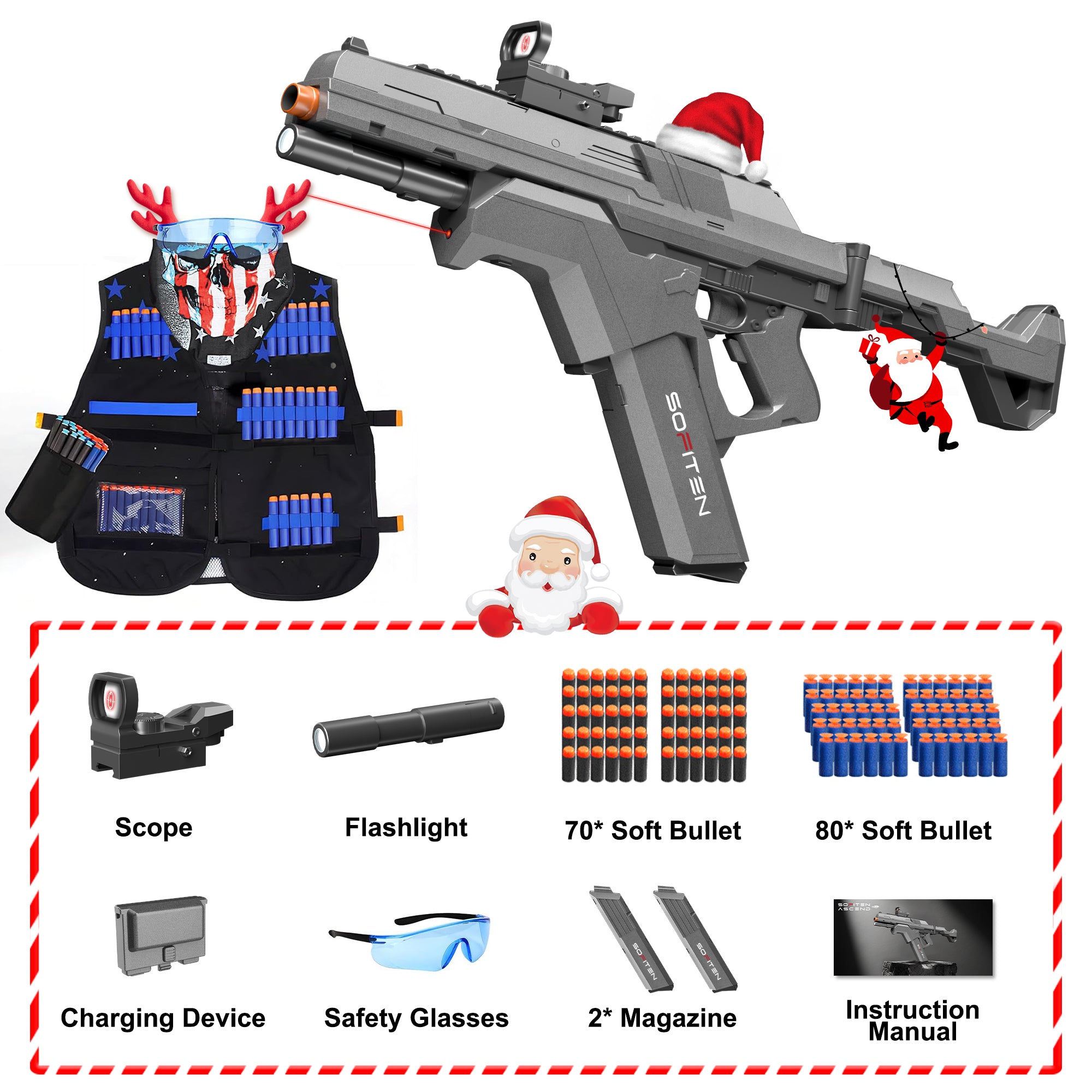 SOFITEN Ascend Toy Guns - 150 Darts, Tactical Vest Set