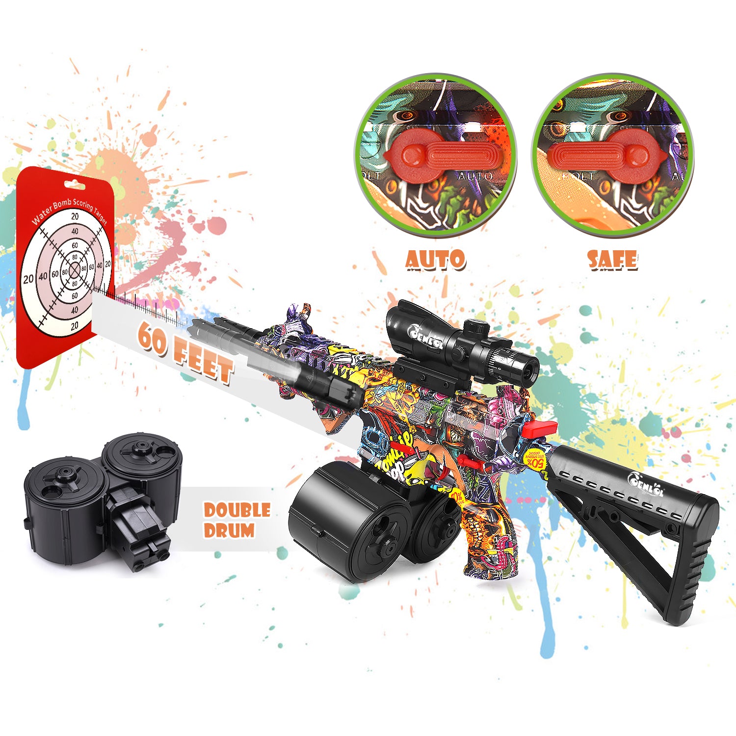 Gel Ball Blaster Double Barrel - 60.000 Free Gel Balls