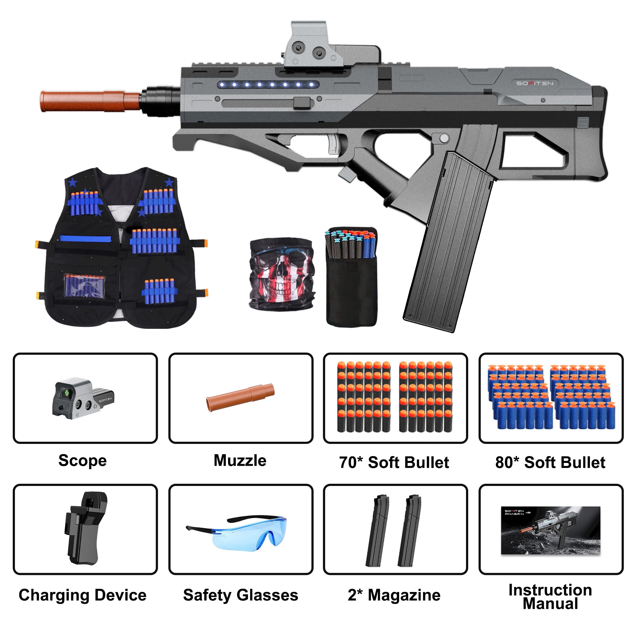 SOFITEN Phasr Tactical Toy Gun Set for Action - Packed Fun